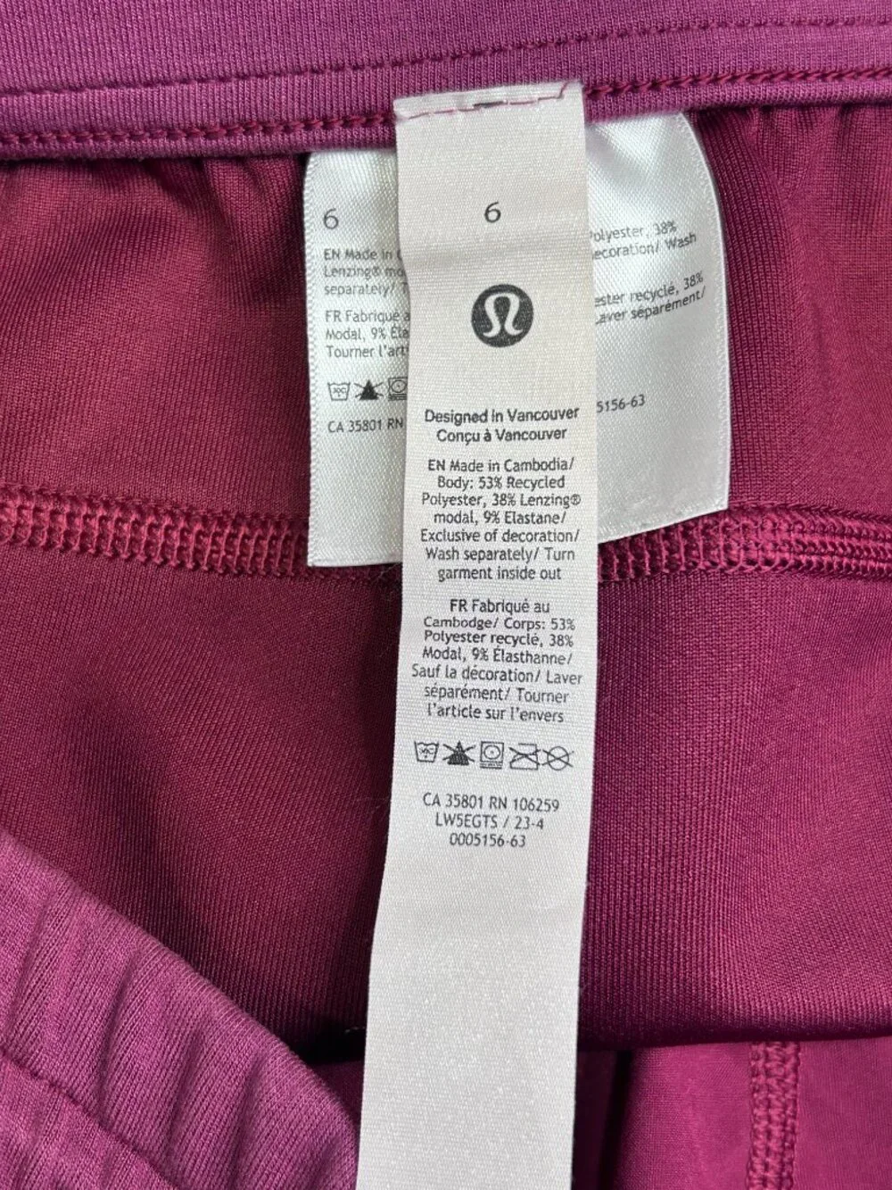 Lululemon Softstreme High Rise Pant Size 6 Magenta Plum Hemmed 27 Inseam